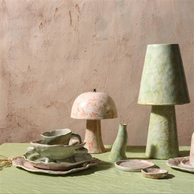 Lampu meja lukisan musim bunga seramik keseluruhan